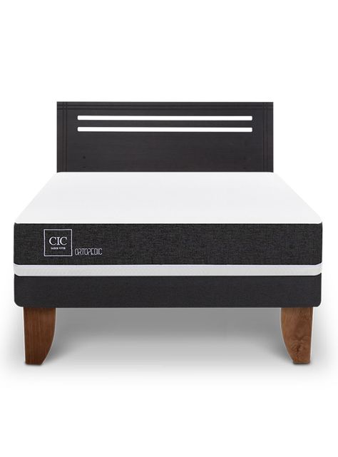 Cama Europea Ortopedic 2 Plazas + Respaldo Múnich Negro-2