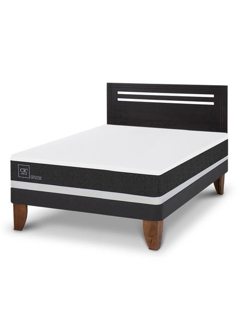 Cama Europea Ortopedic 2 Plazas + Respaldo Múnich Negro-0