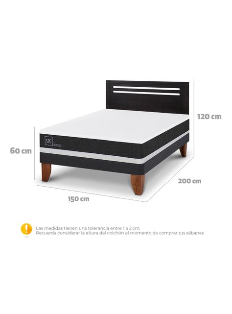 Cama Europea Ortopedic 2 Plazas + Respaldo Múnich Negro-1
