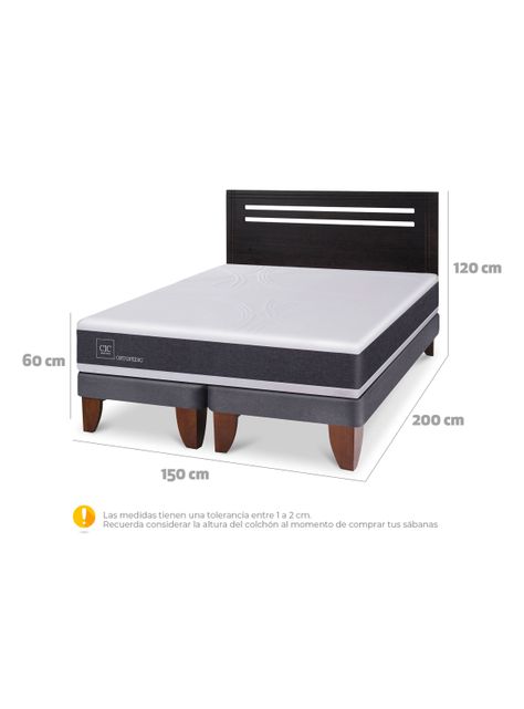 Cama Europea Ortopedic 2 Plazas Base Dividida + Respaldo Múnich Negro-1