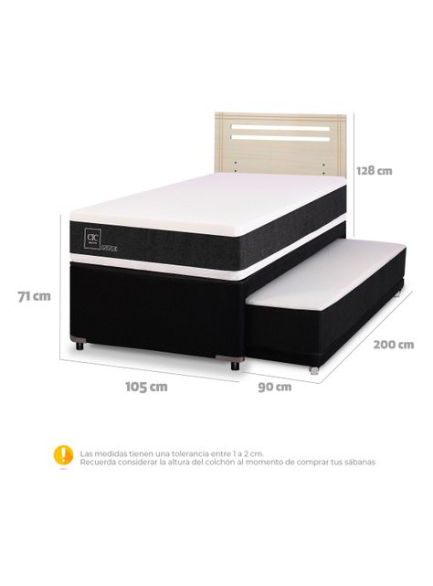 Diván Ortopedic Black 1.5 Plazas Respaldo Múnich Alpino-1