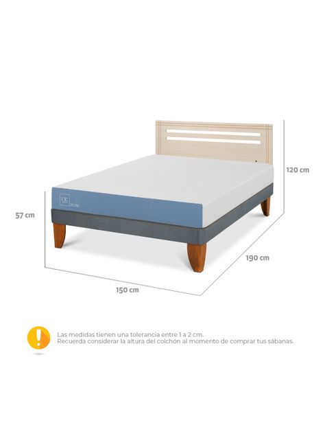 Cama Europea Excellence 2 Plazas x190 cm + Respaldo Múnich Alpino-1