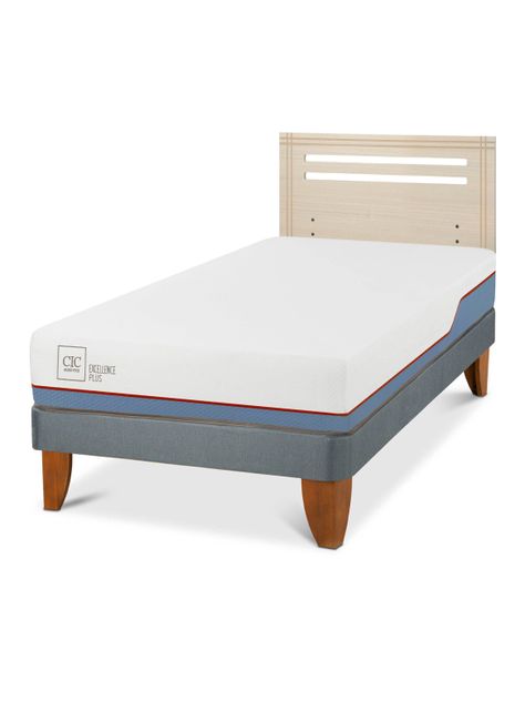 Cama Europea Excellence Plus 1.5 Plazas + Respaldo Múnich Alpino-0