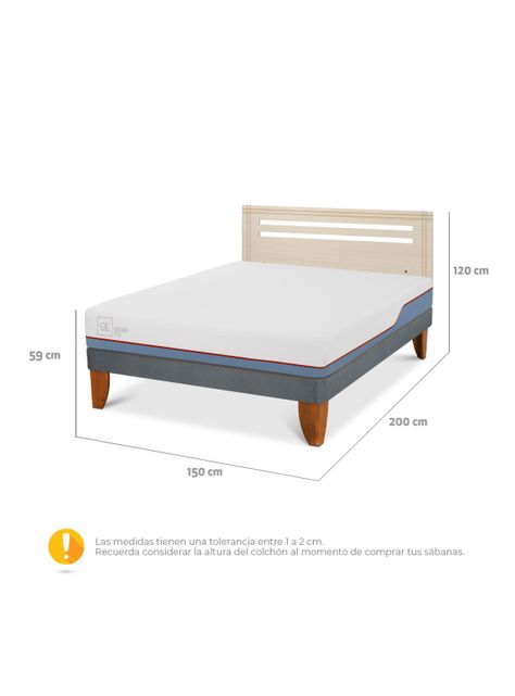 Cama Europea Excellence Plus 2 Plazas + Respaldo Múnich Alpino-1