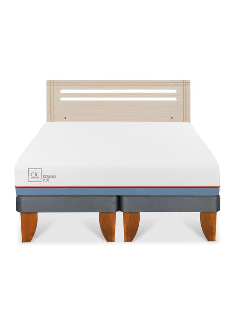 Cama Europea Excellence Plus 2 Plazas Base Dividida + Respaldo Múnich Alpino-2