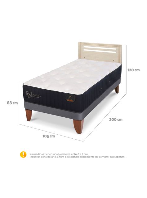 Cama Europea Premium 1.5 Plazas + Respaldo Múnich Alpino-1