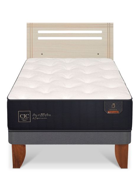 Cama Europea Premium 1.5 Plazas + Respaldo Múnich Alpino-2