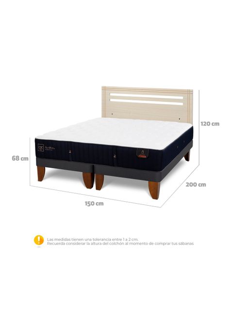 Cama Europea Premium 2 Plazas Base Dividida + Respaldo Múnich Alpino-1