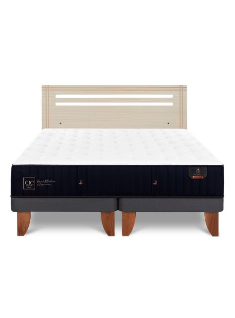 Cama Europea Premium 2 Plazas Base Dividida + Respaldo Múnich Alpino-2