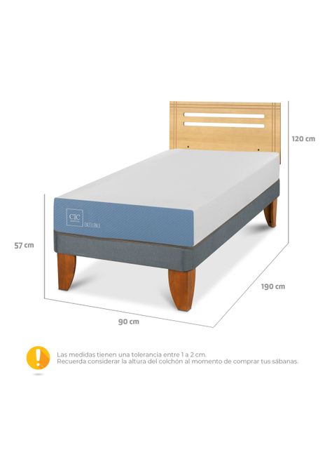 Cama Europea Excellence 1 Plaza Respaldo Múnich Mostaza-1