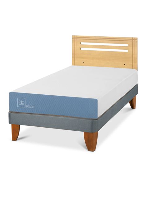 Cama Europea Excellence 1.5 Plazas + Respaldo Múnich Mostaza-0