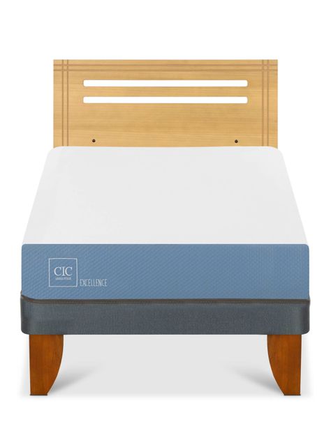 Cama Europea Excellence 1.5 Plazas + Respaldo Múnich Mostaza-2