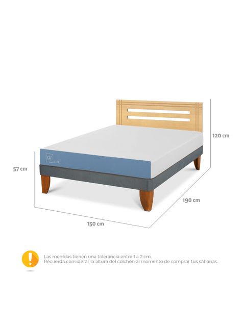 Cama Europea Excellence 2 Plazas + Respaldo Múnich Mostaza-1
