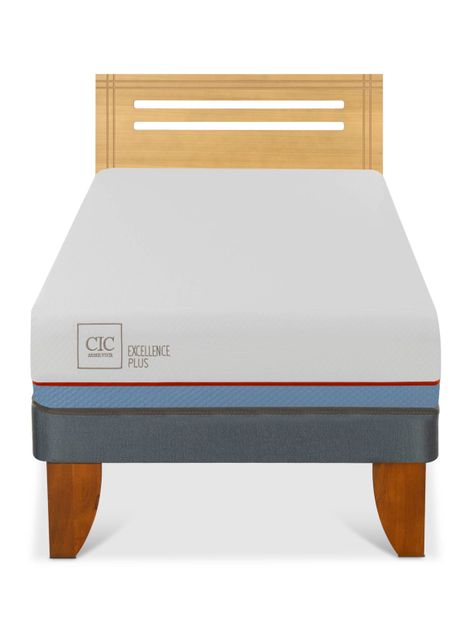 Cama Europea Excellence Plus 1.5 Plazas + Respaldo Múnich Mostaza-2