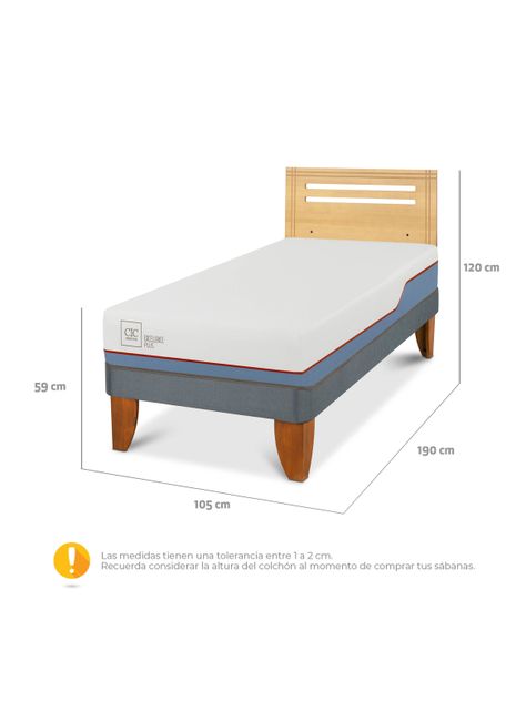 Cama Europea Excellence Plus 1.5 Plazas + Respaldo Múnich Mostaza-1