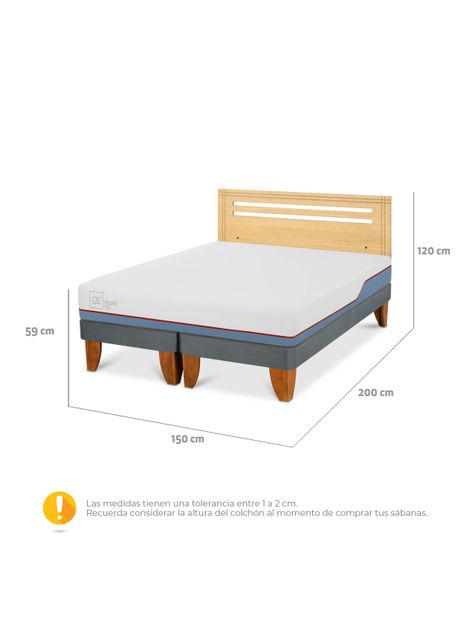 Cama Europea Excellence Plus 2 Plazas Base Dividida + Respaldo Múnich Mostaza-1