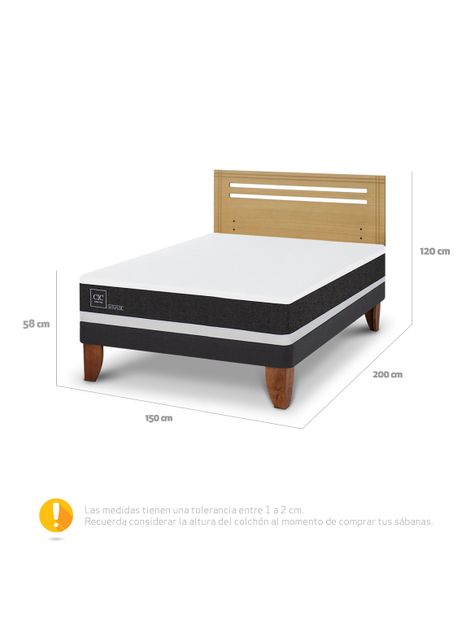 Cama Europea Ortopedic 2 Plazas + Respaldo Múnich Mostaza-1