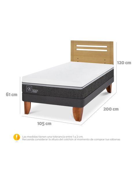 Cama Europea Ortopedic Advance 1.5 Plazas + Respaldo Munich Mostaza-1