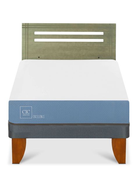 Cama Europea Excellence 1.5 Plazas + Respaldo Múnich Olivo-2