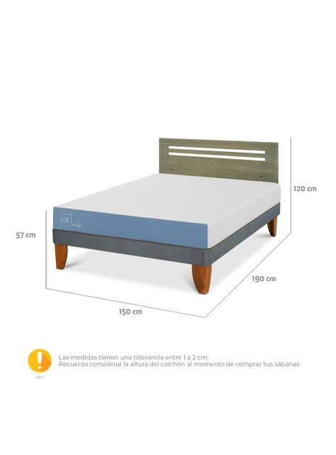 Cama Europea Excellence 2 Plazas + Respaldo Múnich Olivo-1