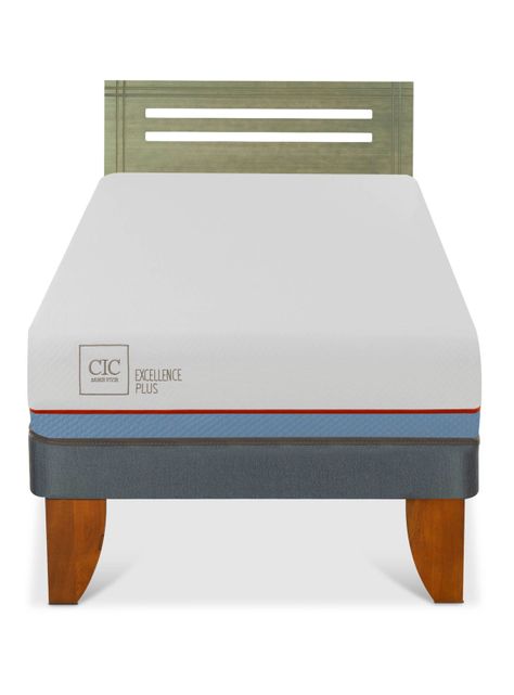 Cama Europea Excellence Plus 1.5 Plazas + Respaldo Múnich Olivo-2