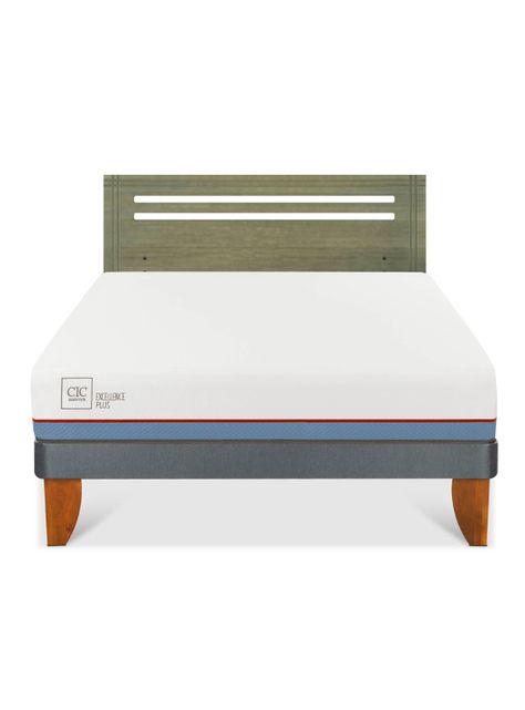 Cama Europea Excellence Plus 2 Plazas + Respaldo Múnich Olivo-2