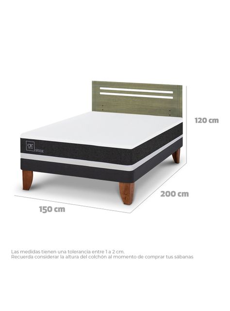 Cama Europea Ortopedic 2 Plazas + Respaldo Múnich Olivo-1