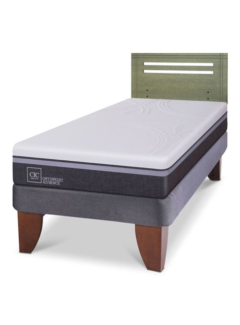 Cama Europea Ortopedic Advance 1.5 Plazas + Respaldo Múnich Olivo-0