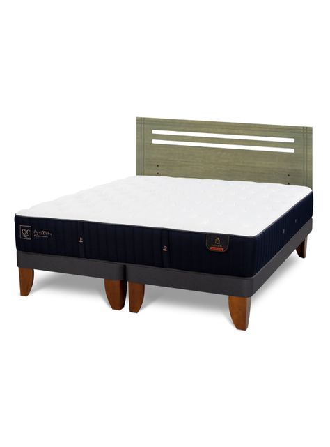 Cama Europea Premium 2 Plazas Base Dividida + Respaldo Múnich Olivo-0