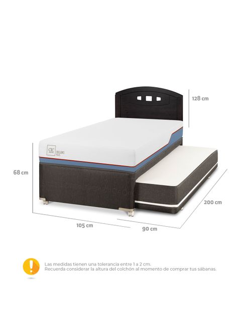 Diván Excellence Plus Black 1.5 Plazas Respaldo Gales Negro-1