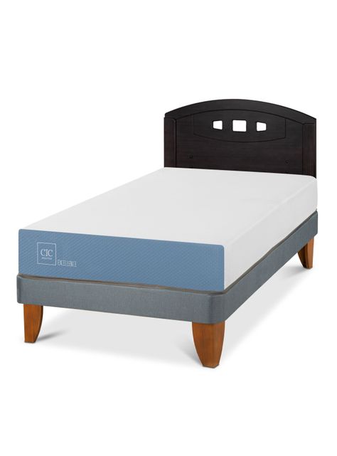 Cama Europea Excellence 1.5 Plazas + Respaldo Gales Negro-0