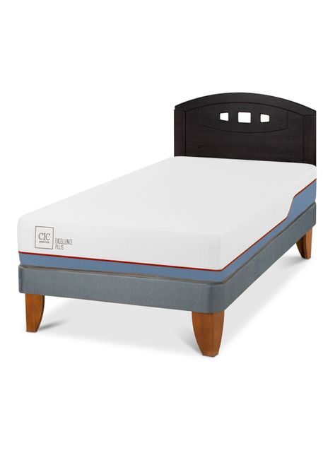 Cama Europea Excellence Plus 1.5 Plazas + Respaldo Gales Negro-0