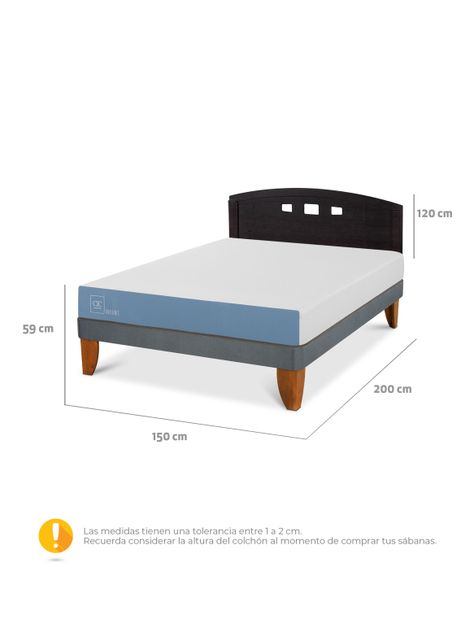 Cama Europea Excellence Plus 2 Plazas + Respaldo Gales Negro-1