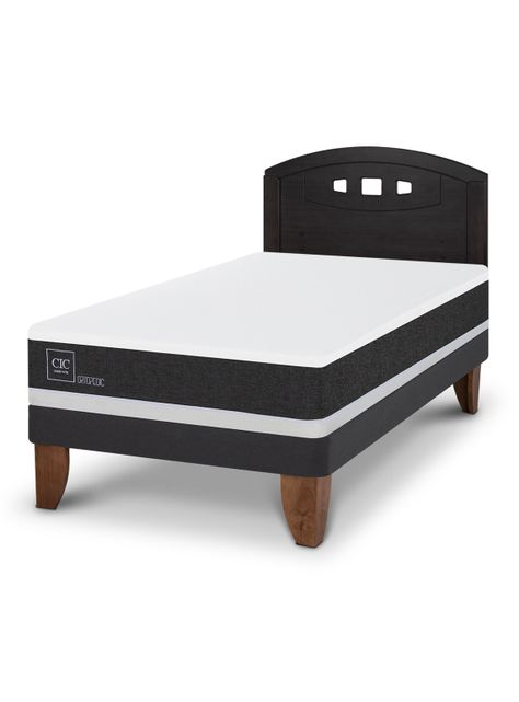 Cama Europea Ortopedic 1.5 Plazas + Respaldo Gales Negro-0