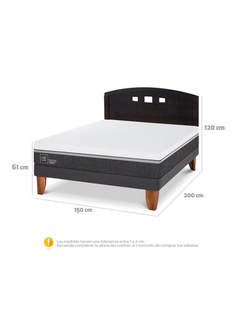 Cama Europea Ortopedic Advance 2 Plazas + Respaldo Gales Negro-1
