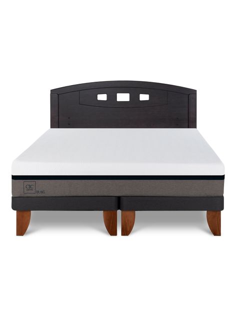 Cama Europea Balance 2 Plazas Base Dividida + Respaldo Gales Negro-2