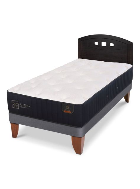 Cama Europea Premium 1.5 Plazas + Respaldo Gales Negro-0