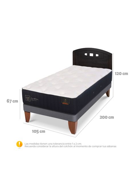 Cama Europea Premium 1.5 Plazas + Respaldo Gales Negro-1