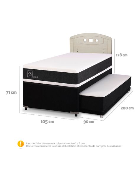 Diván Ortopedic Black 1.5 Plazas Respaldo Gales Alpino-1