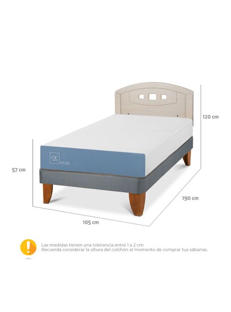 Cama Europea Excellence 1.5 Plazas + Respaldo Gales Alpino-1