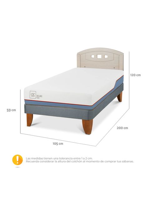 Cama Europea Excellence Plus 1.5 Plazas + Respaldo Gales Alpino-1