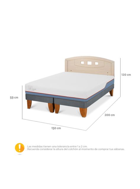 Cama Europea Excellence Plus 2 Plazas Base Dividida + Respaldo Gales Alpino-1