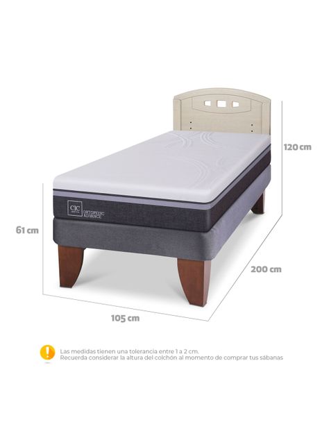 Cama Europea Ortopedic Advance 1.5 Plazas + Respaldo Gales Alpino-1