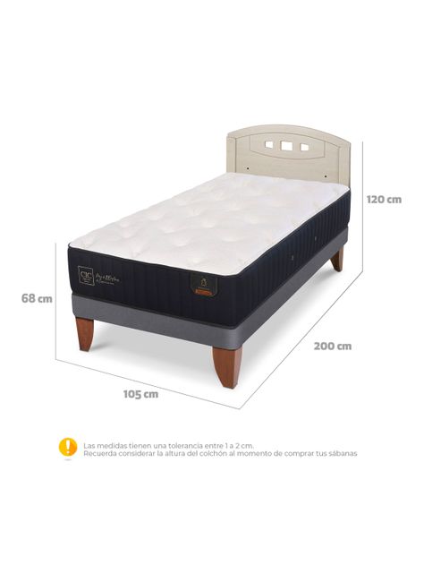 Cama Europea Premium 1.5 Plazas + Respaldo Gales Alpino-1