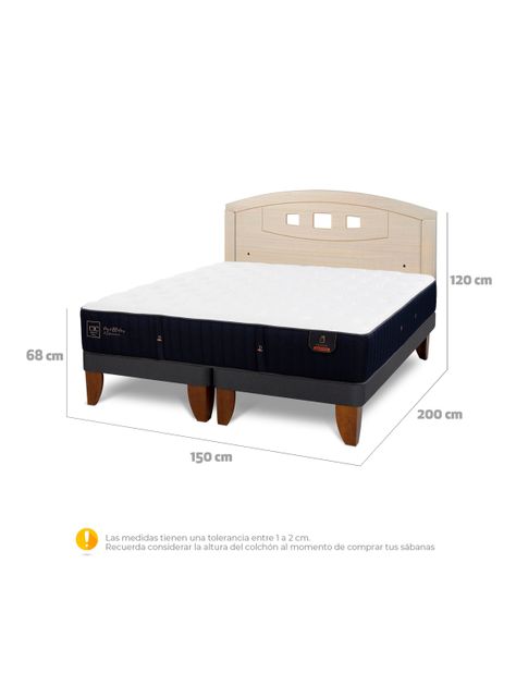 Cama Europea Premium 2 Plazas Base Dividida + Respaldo Gales Alpino-1