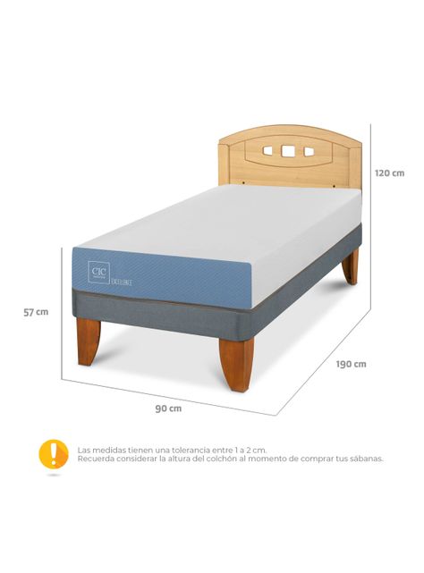 Cama Europea Excellence 1 Plaza + Respaldo Gales Mostaza-1