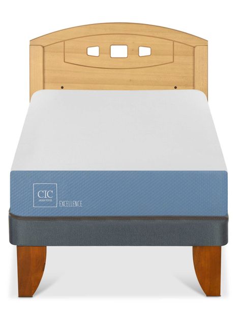Cama Europea Excellence 1 Plaza + Respaldo Gales Mostaza-2
