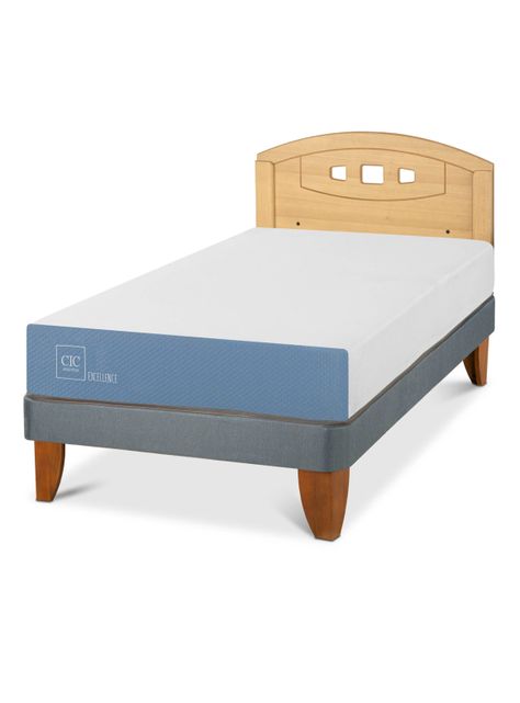 Cama Europea Excellence 1.5 Plazas + Respaldo Gales Mostaza-0