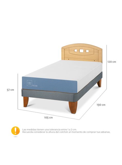 Cama Europea Excellence 1.5 Plazas + Respaldo Gales Mostaza-1