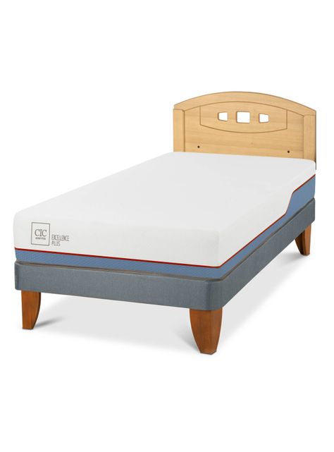 Cama Europea Excellence Plus 1.5 Plazas + Respaldo Gales Mostaza-0